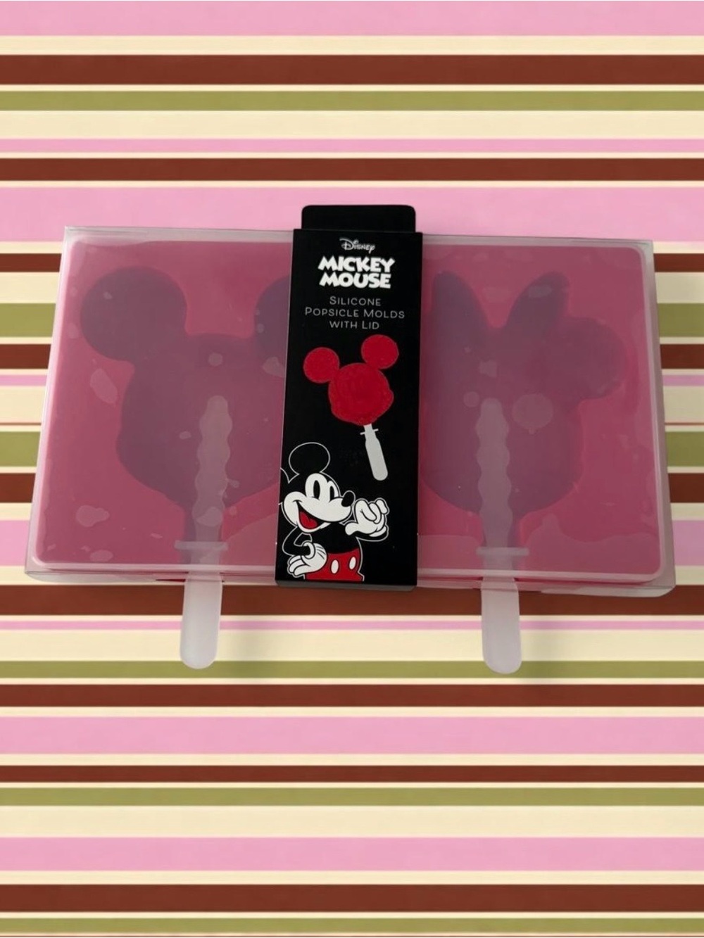 Disney Mickey Mouse Silicone Popsicle
Molds with Lid - Red BPA-Free Set